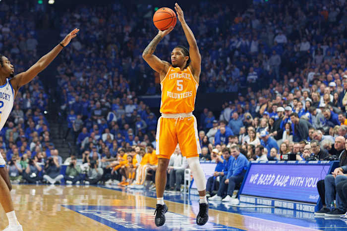 Tennessee Volunteers G Zakai Zeigler during the win over Kentucky. (Photo by Jordan Prather of USA Today Sports)